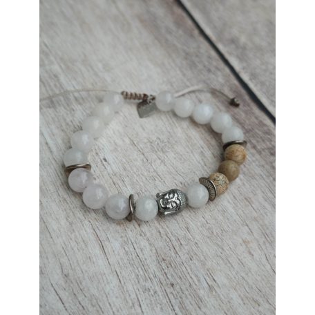 Buddha Kep jaspis-Feher Jade