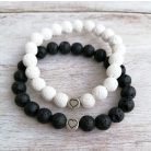 Páros ásvány karkötő - Black & White LOVE