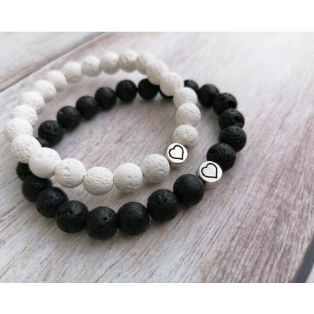 Páros ásvány karkötő - Black & White LOVE