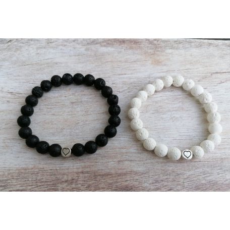 Páros ásvány karkötő - Black & White LOVE